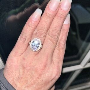 Ring 7 Sparkling Silver Topaz Oval